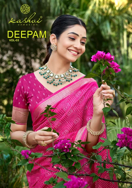 Deepam Vol 3 By Kashvi Dola Silk Printed Bandhej Saree
